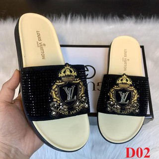 Dép LV 💖𝐅𝐑𝐄𝐄𝐒𝐇𝐈𝐏💖dép quai ngang, dép nam đế cao su Full size Nam mã DG02