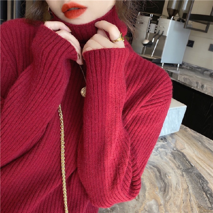 ZHELIHANGFEI Áo Len Tay Dài Cổ Lọ Kiểu Dáng Đơn Giản Hợp Thời Trang