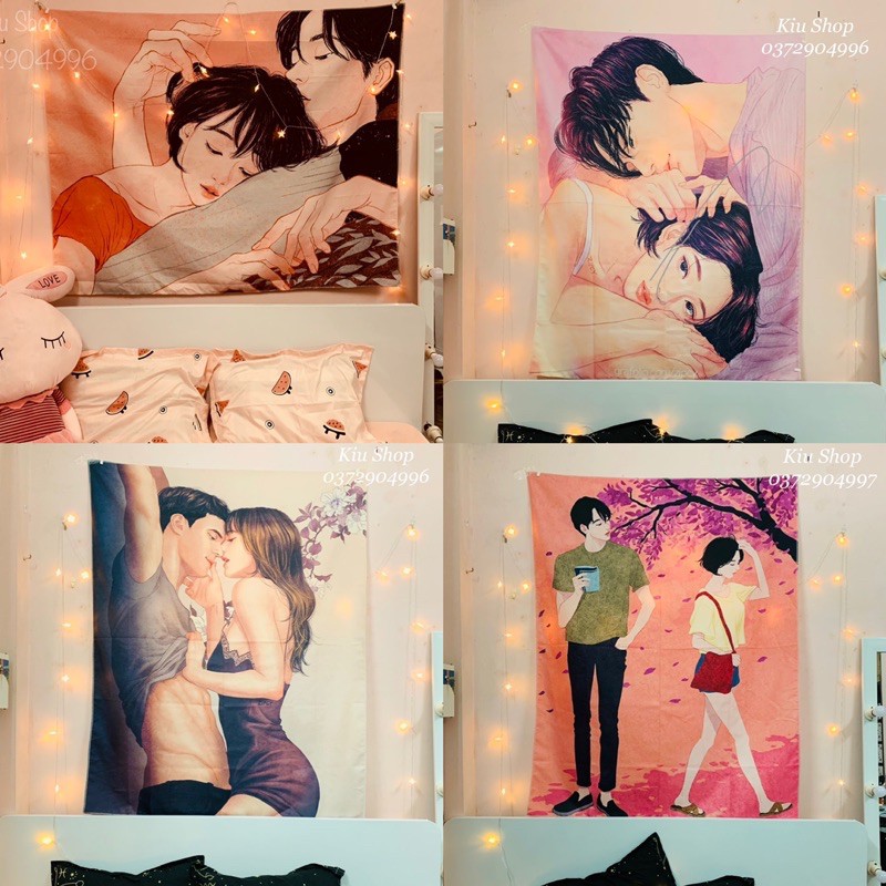 [HÀNG SẴN] Siêu hot Tranh Decor treo tường phong cách cặp đôi Zipcy + móc treo đầy đủ