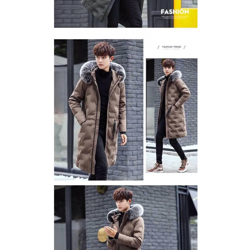 ÁO PHAO MỦ LÔNG NAM DÁNG DÀI HÀNG CAO CẤP QUẢNG CHÂU