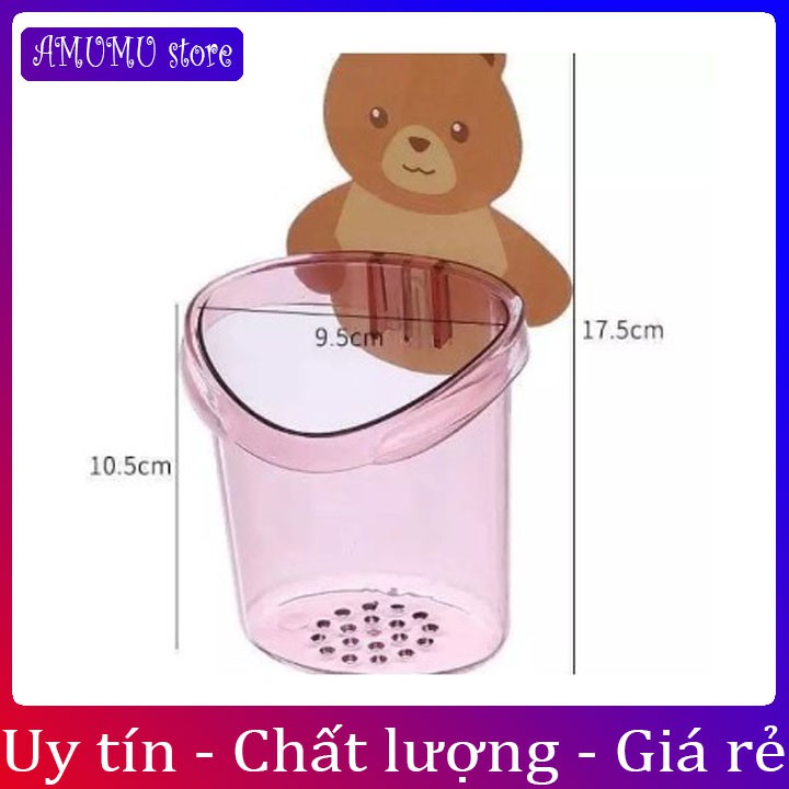 [Vỡ hoàn tiền ngay]Cốc gấu đựng bàn chải kem đánh răng, Cốc gấu dán tường siêu dính