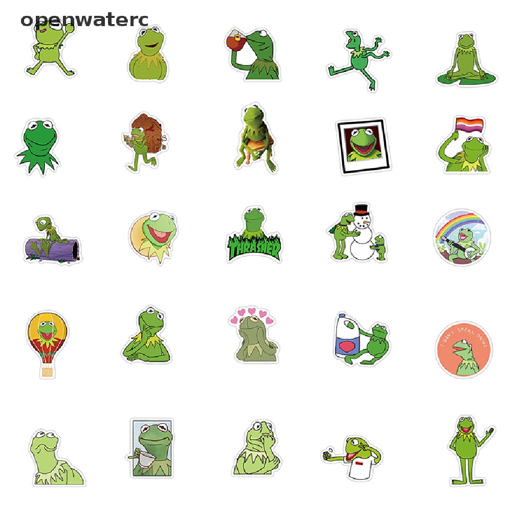 Bộ 50 Miếng Dán Hình Ếch Kermit Hoạt Hình Trang Trí Laptop Guitar Ván Trượt vn