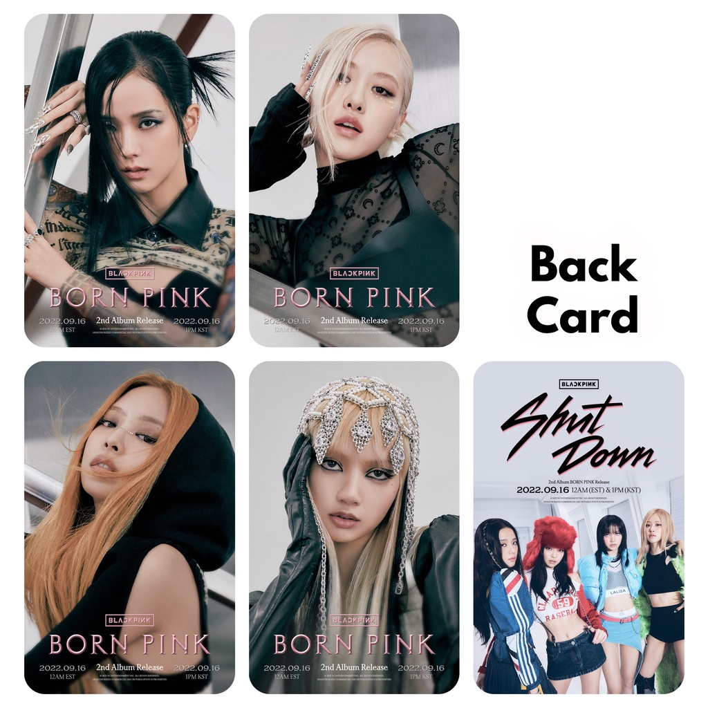 Set 4 card giấy bo góc in 2 mặt ảnh nhóm BLACKPINK - Born Pink - Shut Down