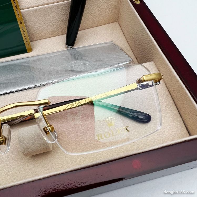 Kính Không Tròng, RO-LEX, Chất liệu Titanium mạ vàng 18k, Phiên bản cao cấp bảo hành 12 tháng - donghokinhmat168