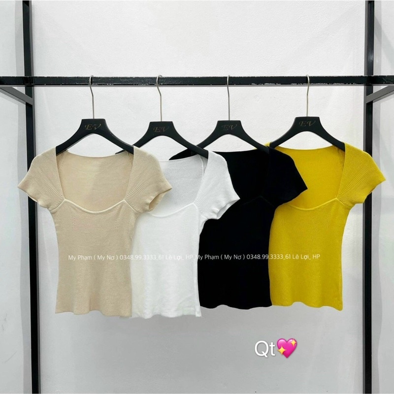Áo len tăm cổ vuông tôn vòng 1 sexxy ngắn tay AL7513 - NhiNhi Shop