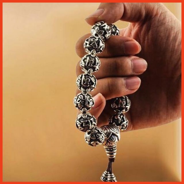 Vòng tay Bát Nhã Tâm Kinh Chất Liệu Bạc Cổ🙏