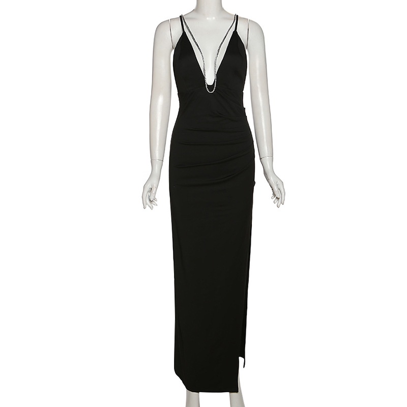 DUNEA Đầm cổ chữ V khoét sâu hở lưng gợi cảm cho nữ