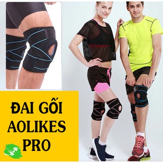 Đai Gối Có Đai Thép Trợ Lực, Hỗ Trợ Tập GYM AOLIKES PRO (1 Chiếc) - Xanh/ Hồng