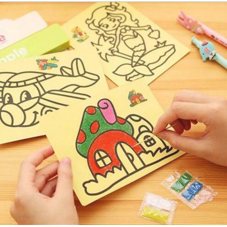 Combo 10 Tranh Cát Trang Trí Cho Bé Tranh Cát 3d Nhiều Chủ Đề Khác Nhau Kèm Sẵn Cát, Kích Thước 20*16cm