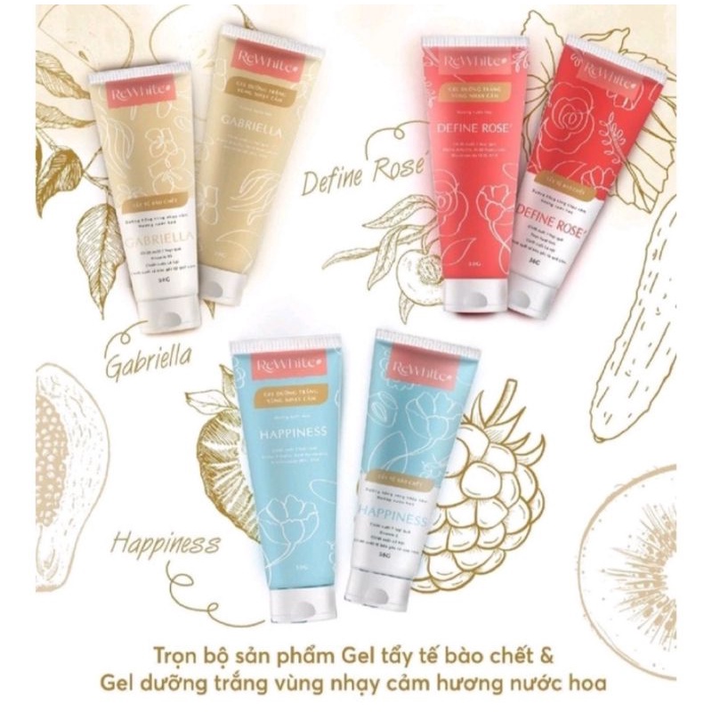 Gel dưỡng trắng và tẩy tế bào chết vùng nhạy cảm REWHITE ⚡ Tặng quà ⚡ Tuýp 50g Hương nước hoa HAPPINESS