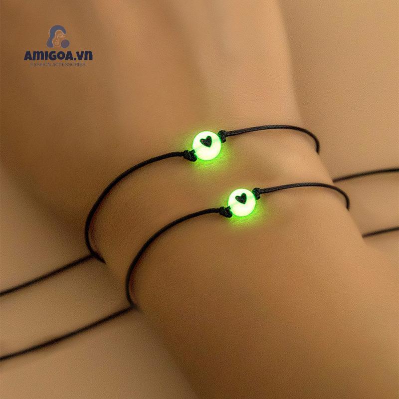 ✨✨Vòng Tay Dạ Quang Xỏ Hạt Tình Bạn May Mắn Đơn Giản Có Thể Điều Chỉnh Cho Cặp Đôi