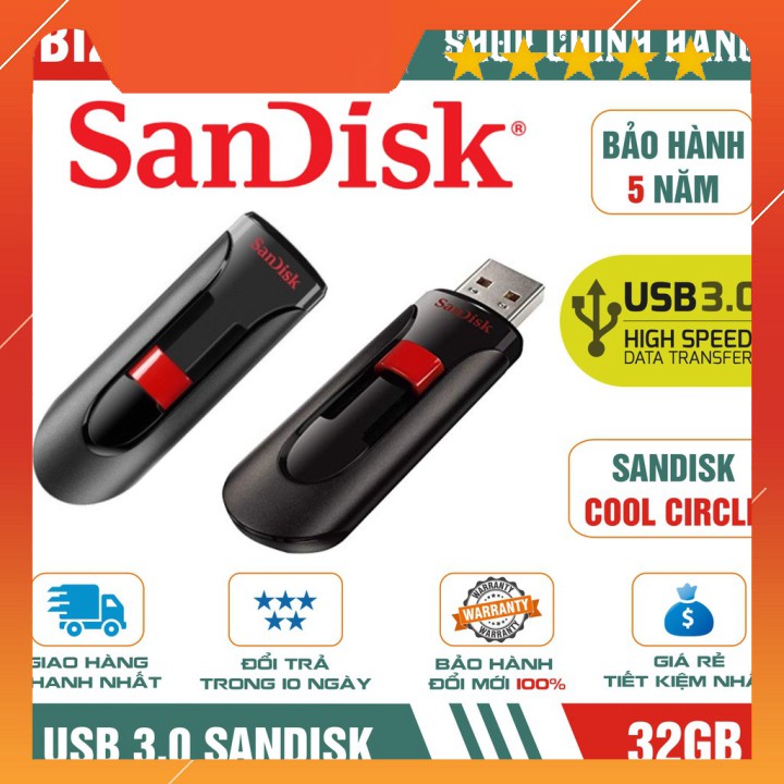 USB 3.0 32GB/16GB Sandisk Cool Circle - Bảo hành 5 năm