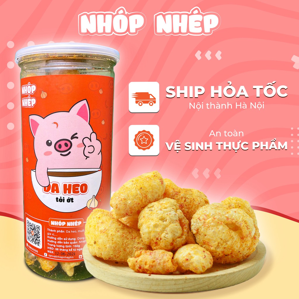 Da heo tỏi ớt chiên giòn Nhóp Nhép 150g, đồ ăn vặt Hà Nội vừa ngon vừa rẻ