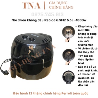 [Combo Quà] NỒI CHIÊN KHÔNG DẦU RAPIDO 6.5L 1800W