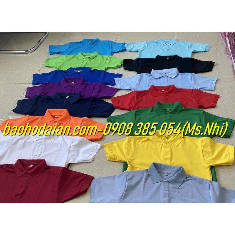 Áo thun nam nữ ngắn tay có cổ vải poly Thái co giãn thoải mái