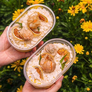 100 Hộp xy150g oval đựng tiramisu - Hộp đựng bánh lạnh XY150G - hộp mousse chữ nhật - red velvet - oreo cheesecake