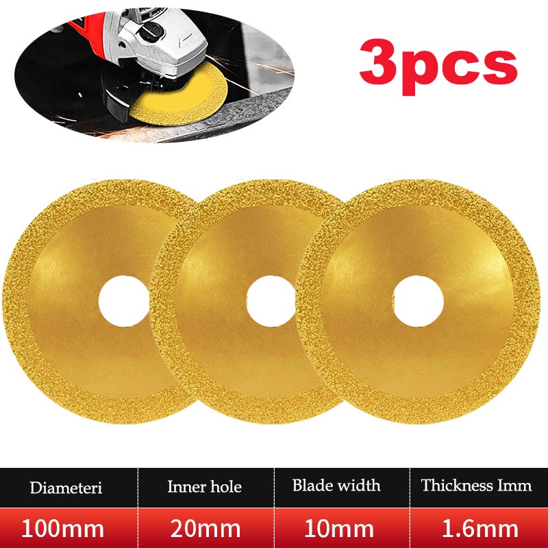 Set 3 Lưỡi Cưa Kim Cương Siêu Mỏng 100mm Bằng Hợp Kim Thép Đa Năng