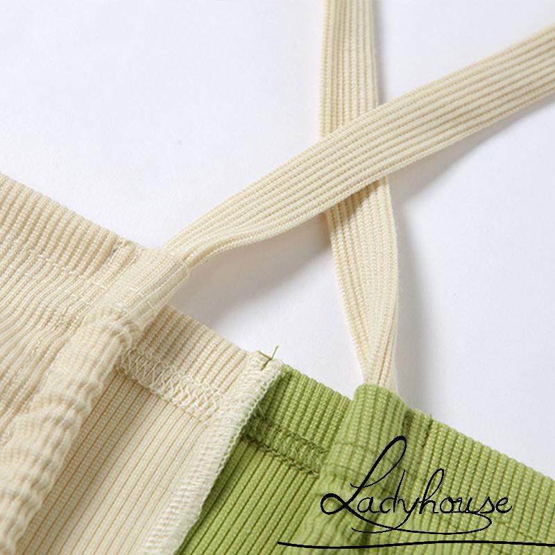 Áo Croptop Hai Dây Cổ Chữ V Không Tay Màu Sắc Trẻ Trung Dành Cho Nữ