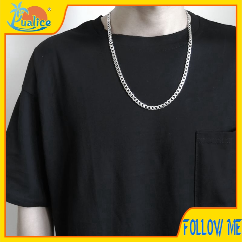 Simple fashion stainless steel chain men and women necklace titanium steel trend hiphop street hip hop necklace