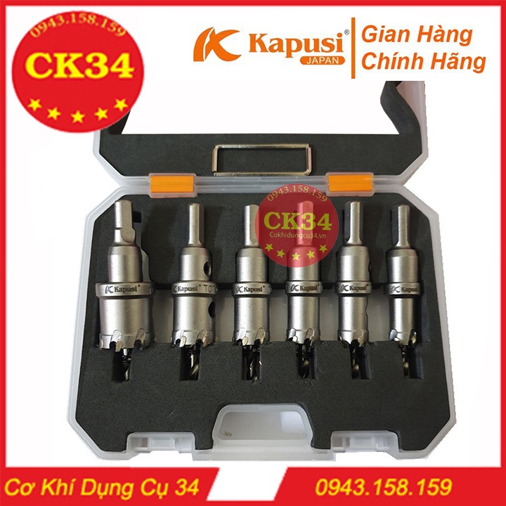 Bộ 6 mũi khoan khoét đa năng Kapusi JAPAN 16 -18 - 20 - 22 - 25 - 30 Chuyên Khoét Sắt, Khoét Inox đầu hợp kim