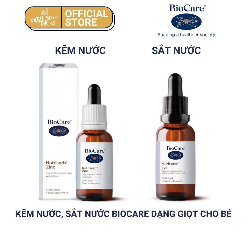 UK-Kẽm nước BioCare Nutrisorb ZinC, Anh (30ml dạng giọt) tăng cường đề kháng cho trẻ sơ sinh từ 1 tháng tuổi