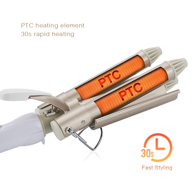 Máy Uốn Tóc Gợn Sóng Làm Xoăn Tóc 3 Trục Có 2 Mức Chỉnh Nhiệt Kemei Km 1010