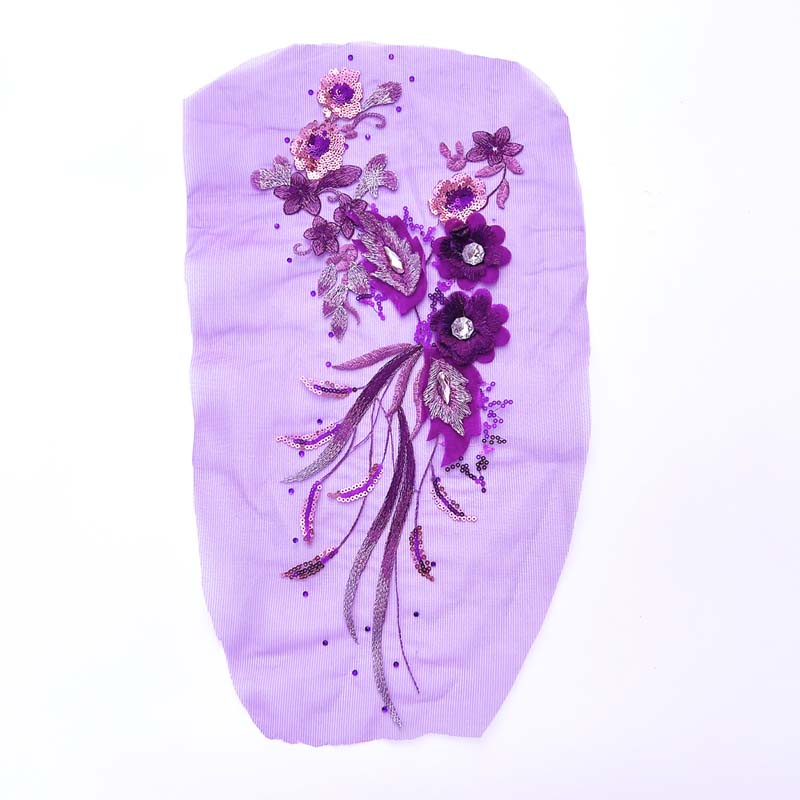 1 Miếng Vải Ren Thêu Hoa 3D 42CM * 19CM Trang Trí Quần Áo / Váy Cưới