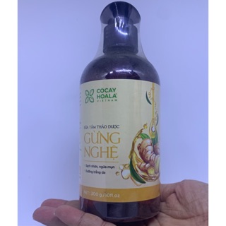 Sữa Tắm Thảo Dược Gừng Nghệ Cocayhoala 300g giúp da căng bóng sáng mịn, chậm lão hoá.