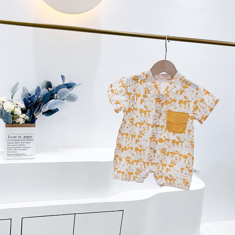 Áo Liền Quần Hình Chuột Mickey Cho Bé Mới Sinh