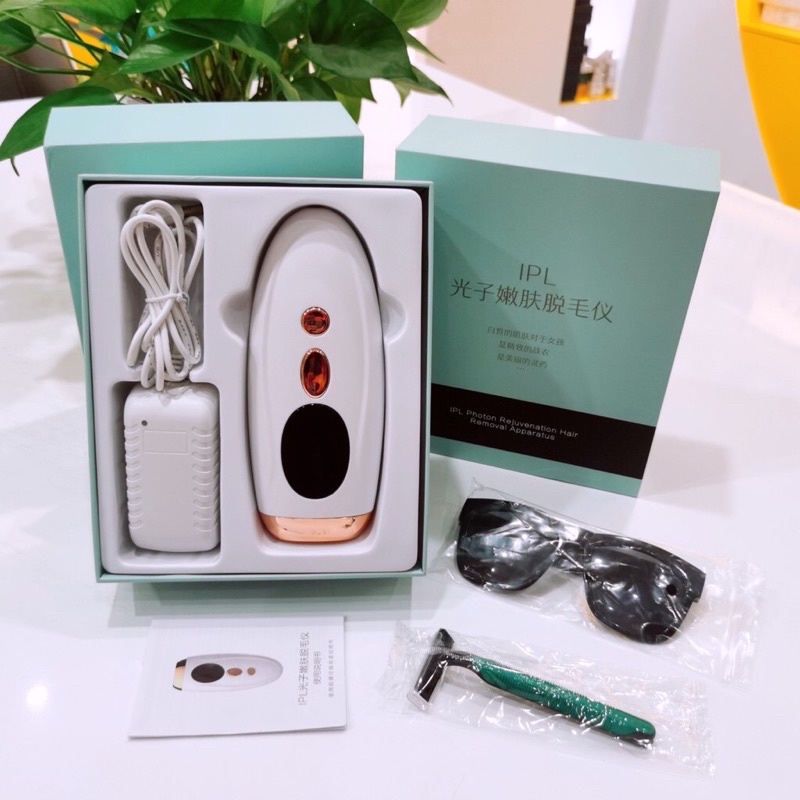 [Mã 154FMCGSALE giảm 8% đơn 500K] (Tặng kèm kính + Dao cạo) Máy Triệt Lông Cầm Tay IPL Siêu Khoẻ Với 999000 Sung