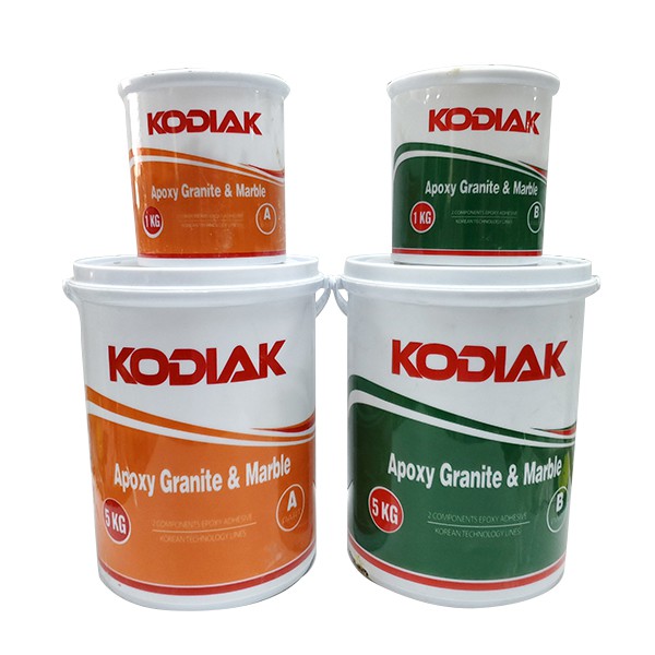 Cặp keo Kodiak AB- Keo AB hai thành phần- Chuyên sử dụng để gắn đá mặt tiền- Cặp 2kg và10kg