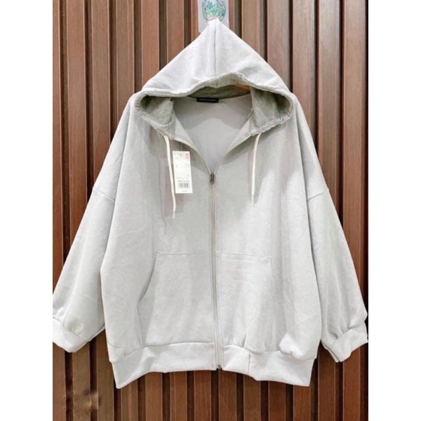 Áo Khoác Nỉ Khóa Zip Oversize- Hoodie dáng thụng form rộng dài