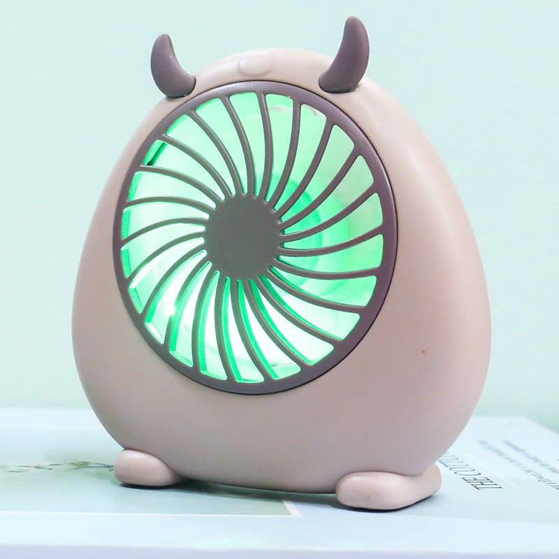Quạt mini cầm tay sạc điện hình thú cute có đèn tích điện , cổng sạc usb , để bàn đeo cổ. | BigBuy360 - bigbuy360.vn
