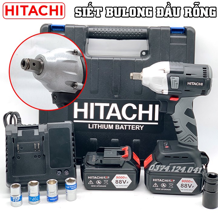 [FREESHIP]Máy Siết Bulong HITACHI 88V - TẶNG 5 Đầu Khẩu - Không Chổi Than Đầu rỗng Bắt vít Khoan - Made in Malaysia