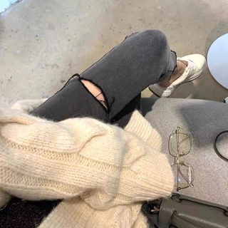 Quần TOPSHOP XÁM nữ rách đùi - Quần skinny jean ôm nữ xám HOT TREND  lưng cao quảng châu gấu tua co dãn FREESHIP