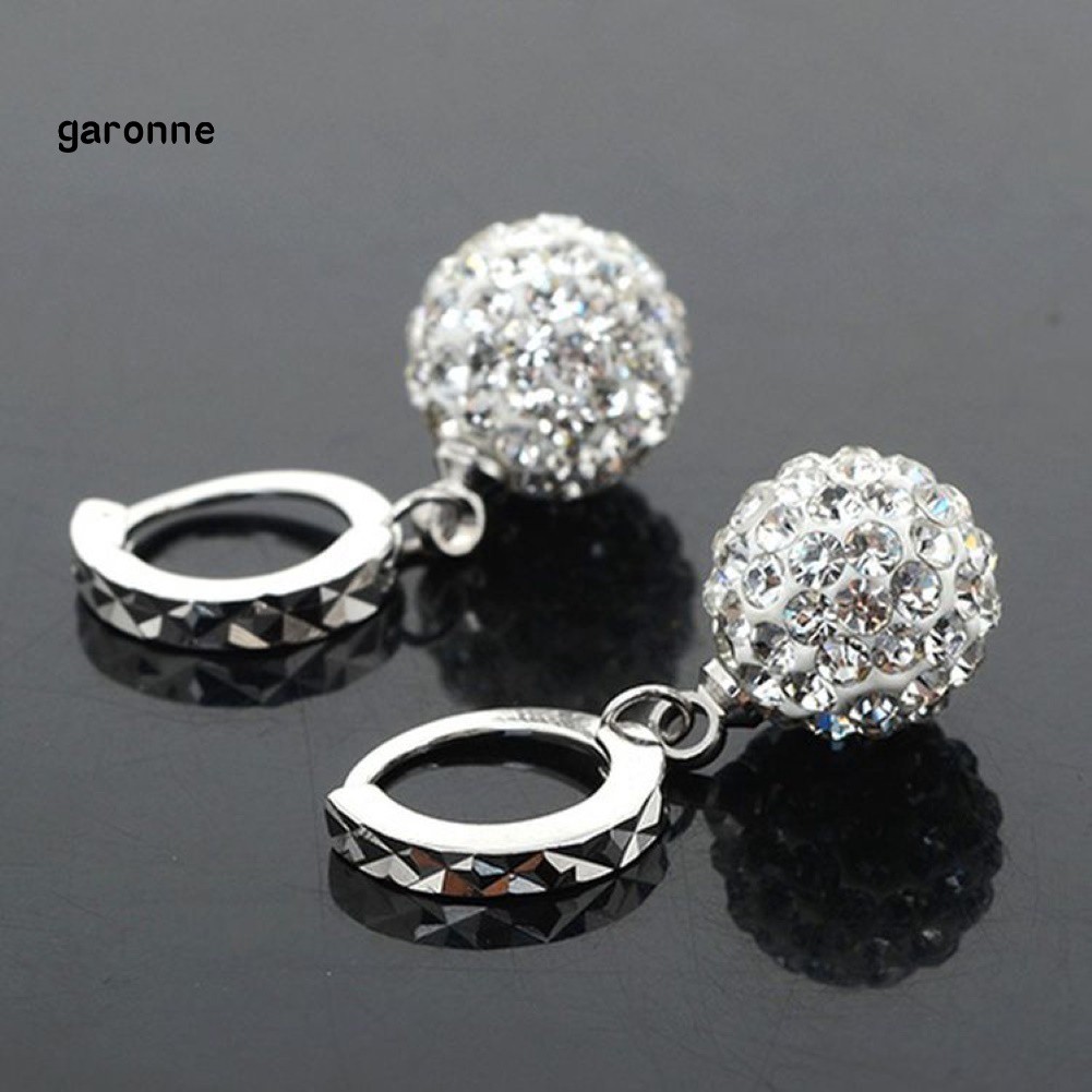GA_Fashion Charming Rhinestones Round Ball Drop Huggie Earrings Women Jewelry Gift