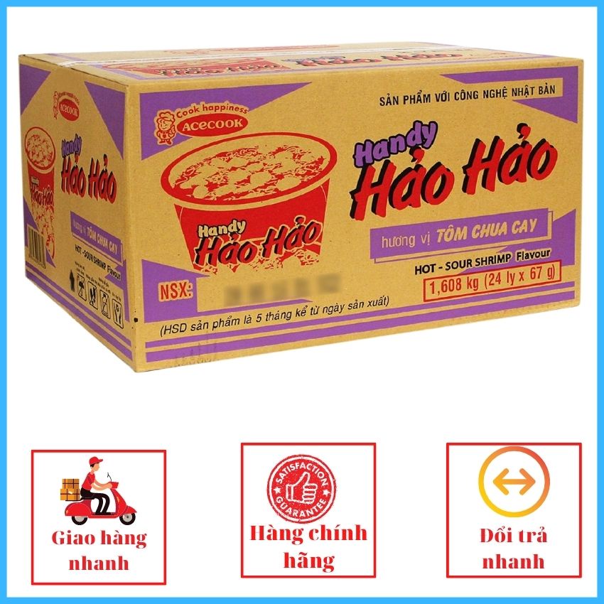Thùng mì ly Hảo Hảo Tôm chua cay 24Ly X 67g MHHL01