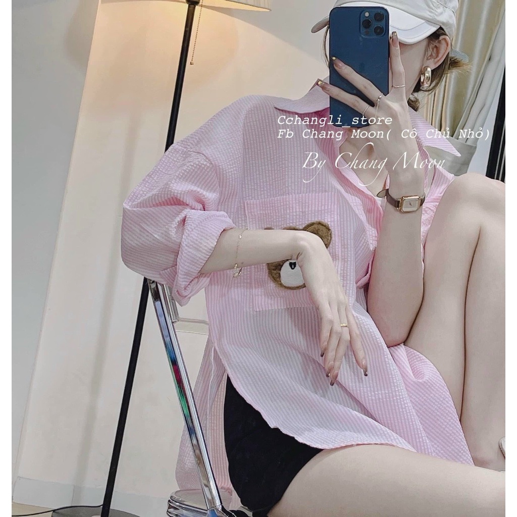 Áo sơ mi Gấu kẻ thêu dài tay