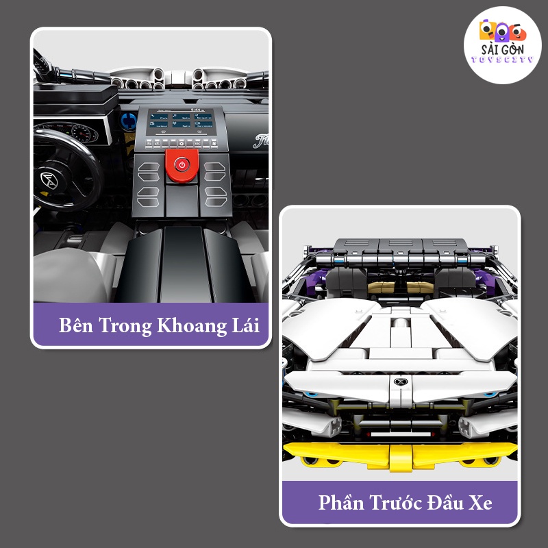 Đồ Chơi Lắp Ráp Kiểu LEGO Siêu Xe Điều Khiển Từ Xa Lamborghini Aventador SVJ White Hologram SEMBO 701945 Với 1337 PCS