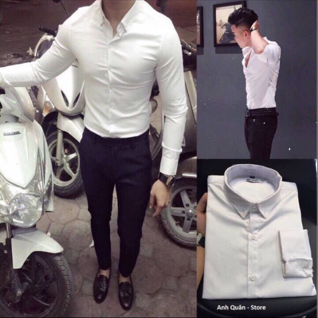 Áo sơ mi nam màu trắng giá gốc tận xưởng, áo sơ mi nam công sơ,
