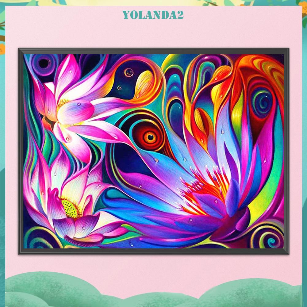 (canvas no printing)  Toàn Bộ Tranh Thêu Chữ Thập Họa Tiết Hoa Sen 11CT