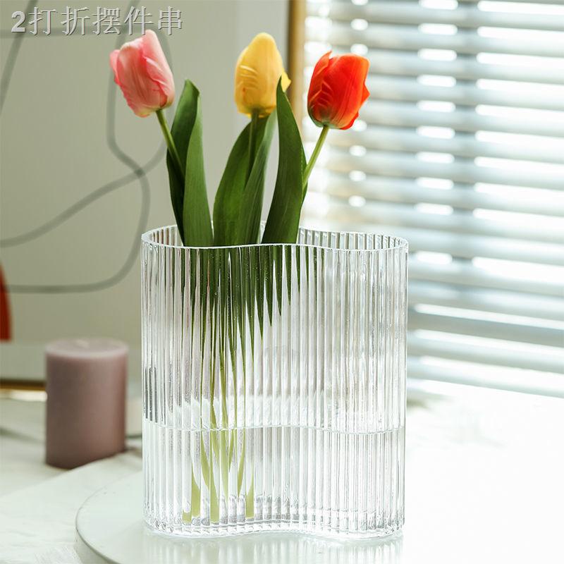 UBắc Âu thiết kế chai in chân sáng tạo tối giản hoa ly thủy tinh trong suốt bình trang trí phòng khách cắm bàn