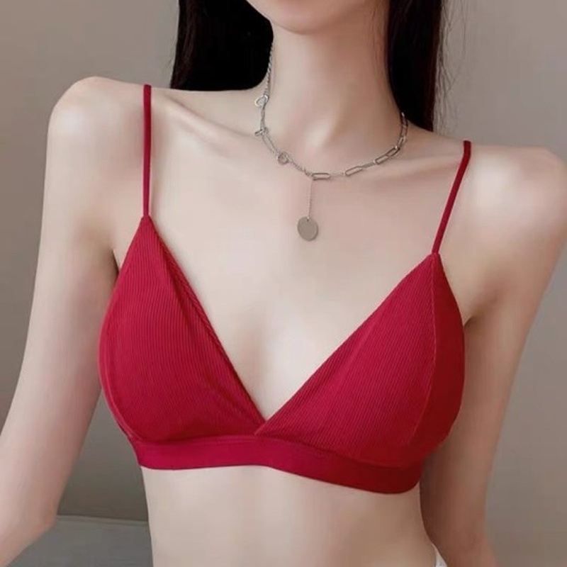 Áo Ngực Thể Thao Hình Tam Giác Khoét Sâu Chữ V Không Gọng Thép / Hở Lưng Không Đường May Chống Sốc Thoáng Khí Cho Nữ