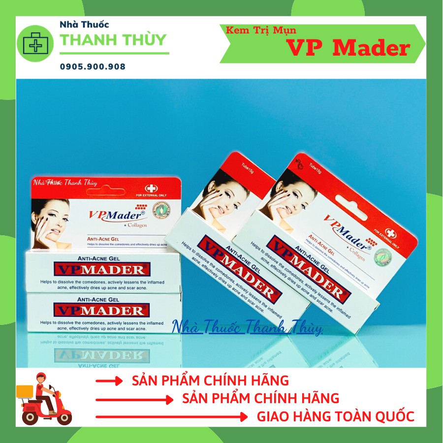 Kem Bôi Mụn VP MADER [Tuýp 15g]  Giúp Làm Sạch Các Loại Mụn, Trắng Sáng Mịn Da, Ngừa Liền Sẹo