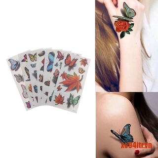 Hình Xăm Dán Tạm Thời Hình Hoa Bướm 3D