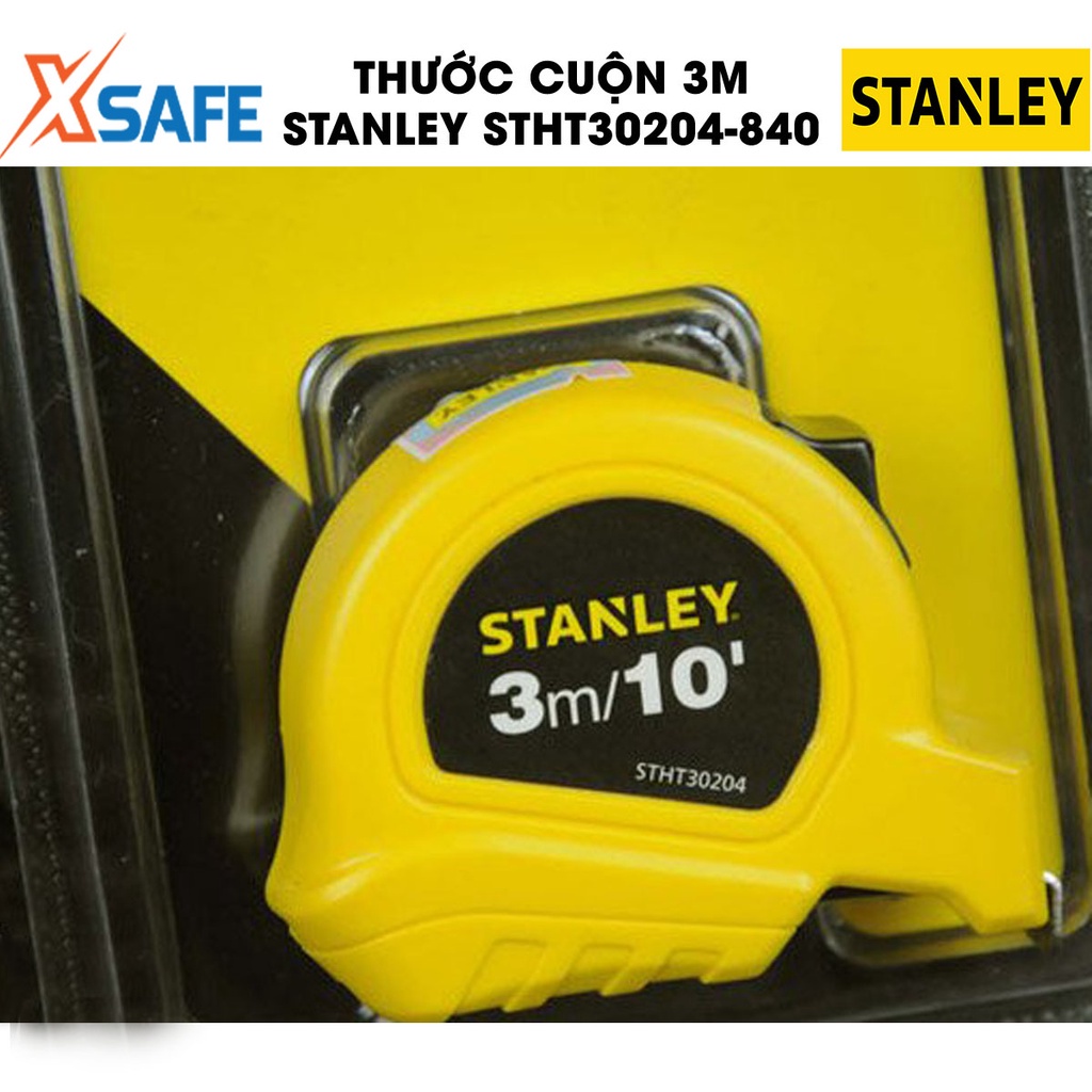 Thước cuộn STANLEY STHT30204-840 thép dẻo dài 3m Thước cuộn cầm tay vỏ nhựa ABS bọc cao su bền bỉ, cao cấp - Chính hãng