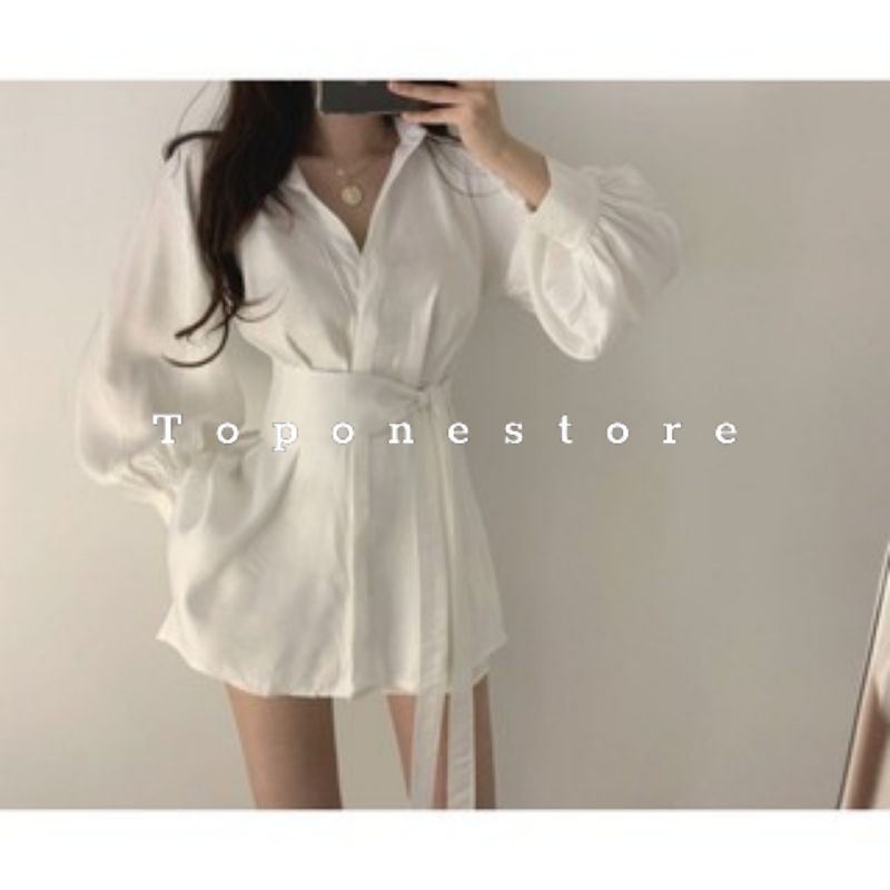 [QUÀ TẶNG LÀ KHẨU TRANG BẠN NHÉ] Set váy sơ mi / Set đồ nữ sơ mi dài tay quần đùi kèm đai dáng xòe