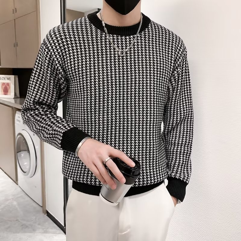 áo len nam dài tay cổ tròn sọc caro thời trang hàn quốc fashion áo sweater nam cổ tròn thời trang  áo len nam dài tay mạng áo len cao cổ nam bông simple hàn quốc áo sọc caro