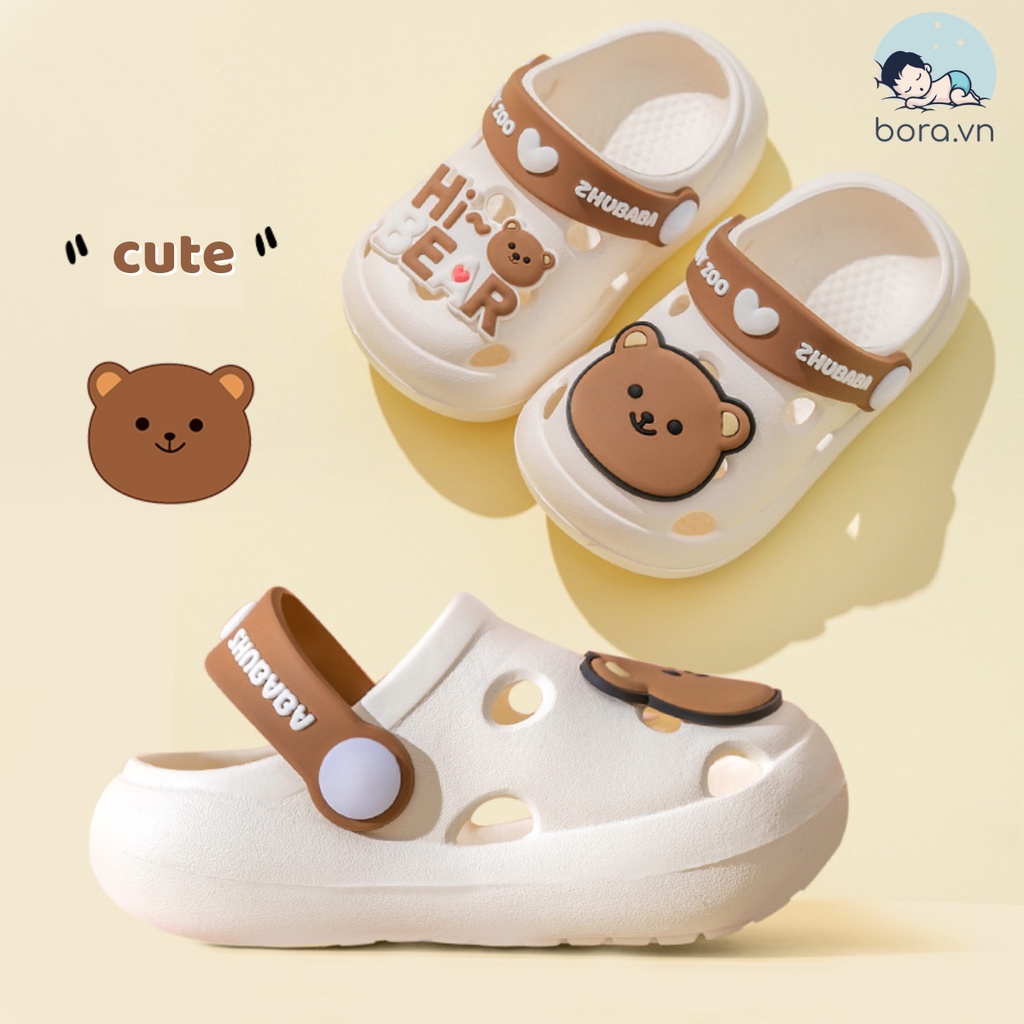 Dép sục crocs gấu cho bé trai bé gái siêu nhẹ chống trượt