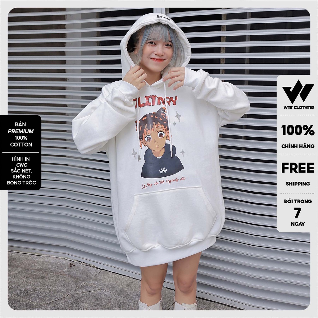 Áo hoodie form rộng WIIS bản Premium unisex nỉ bông SOLYTARY thời trang nam nữ oversize ulzzang